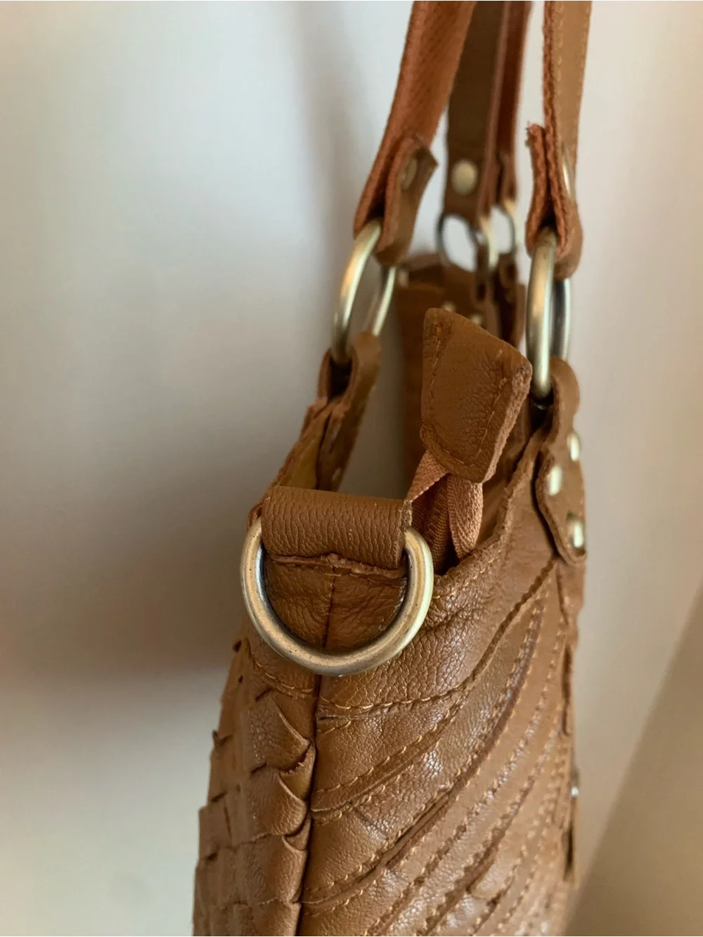 Amerileather  Leather Woven Shoulder Bag Purse Bag Boho, Missing Strap